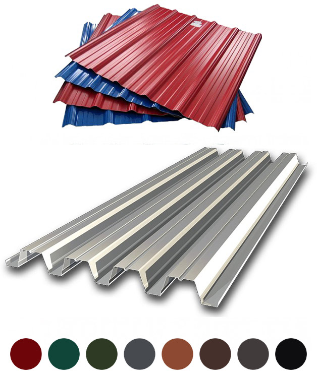 Профнастил покрівельний товщ. 0.7мм, хвиля 57мм, сталь S280GD цинк Z140, матполіестер (PEMA) 35мкм, колір RAL, матовий